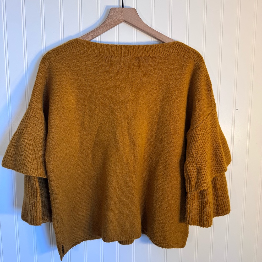 Madewell Golden Wool Boat Neck Tier-Sleeve Pullover Sweater Women’s Size Medium - Picture 6 of 11